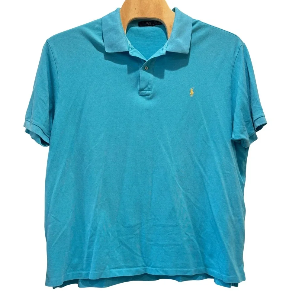 Polo Ralph Lauren Polo Shirt Mens 3XB Light Blue Short Sleeve Cotton *Read - Picture 1 of 8